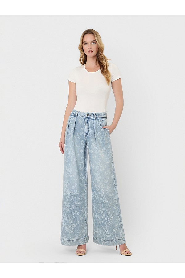 SUPER HIGH RISE FLORAL PRINT PLEATE...